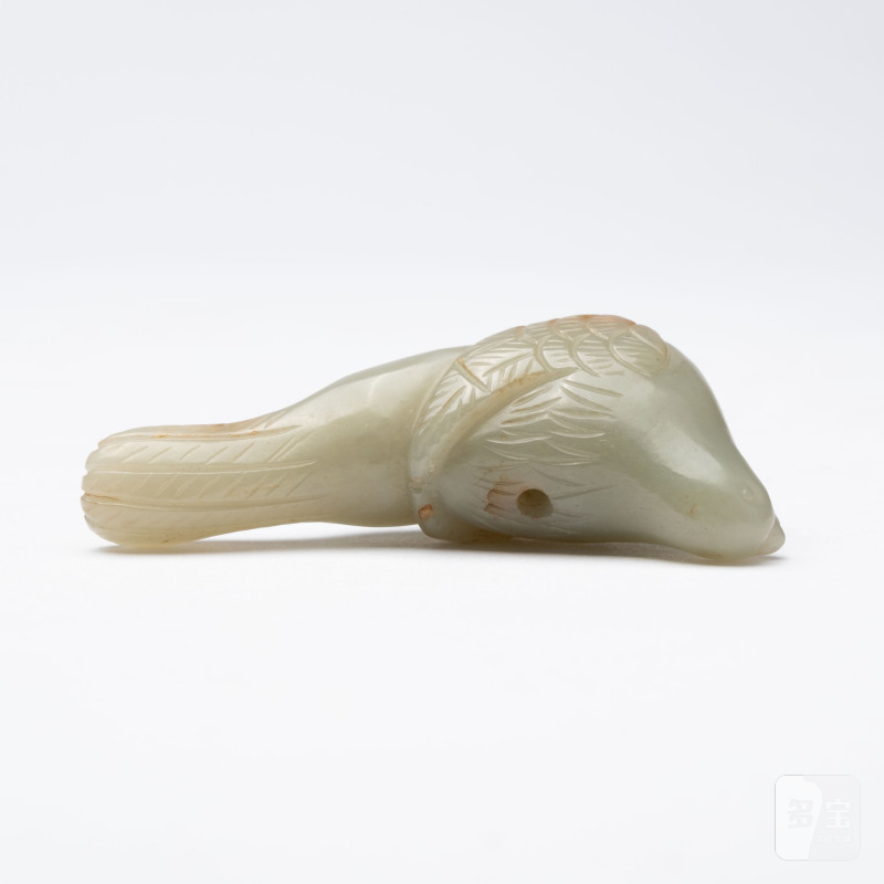    清 青白玉圓雕鳥 - 图6